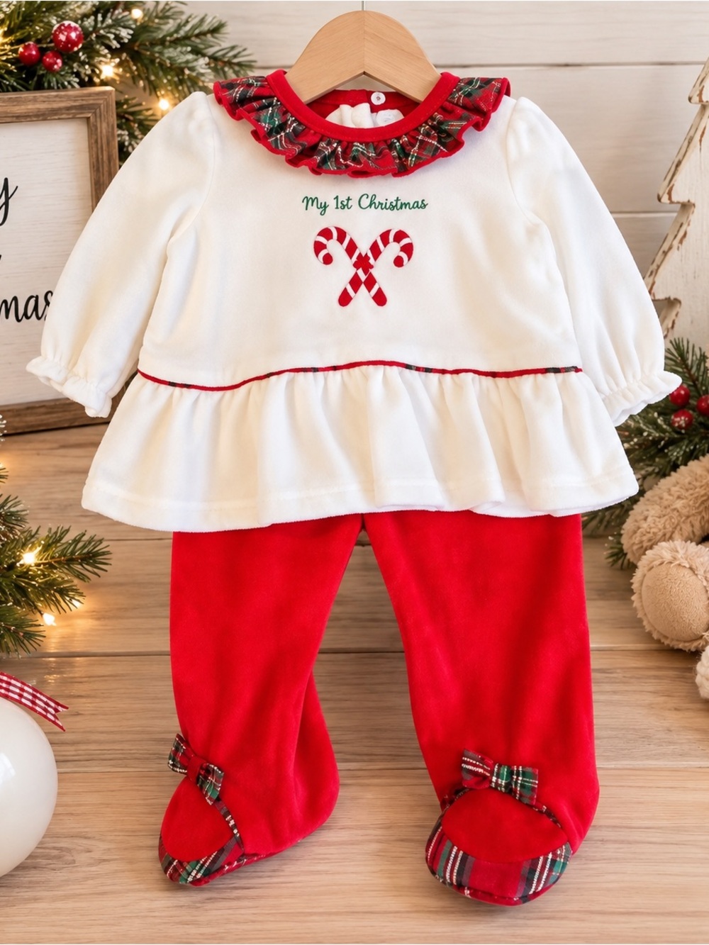 NWT Little Me Baby My 1st Christmas Velour 2-Piece Outfit – Size 6 Months